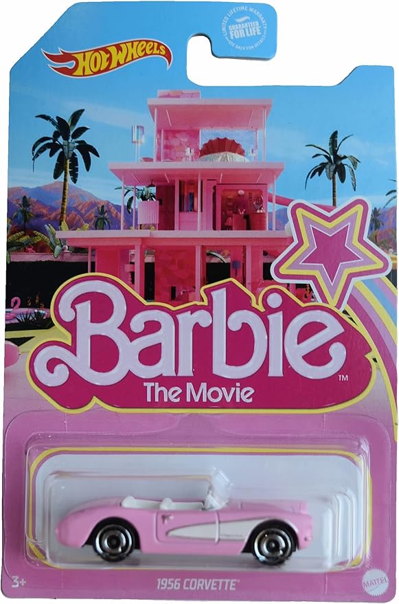 Mattel Hot Wheels Barbie The Movie Barbie 1956 Corvette Car Collectors Item with Movie Themed Packaging for Kids and Adults, Die-Cast Pink