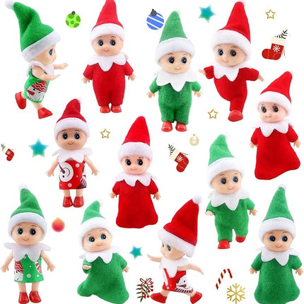 12 Pcs Christmas Baby Dolls Mini Elf Dolls Xmas Twins Dolls Craft Cute Tiny Christmas Elves for Christmas Decoration Stocking Stuffers Kids Toys Party Gift