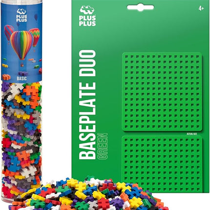 PLUS PLUS 240 Piece Interlocking Building Blocks for Kids, Open Ended Connecting Toys, STEM Bin Mini Manipulatives - Basic Mix Play Tube & Baseplate
