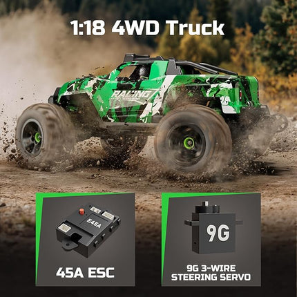 Remote Control Car RC Cars Truck for Adults Boys Age 8-12 Kids, 36KMH 1:18, All Terrain 4X4 High Speed Fast Off-Road Electric Vehicle,Full Proportional Synchronous Control System 2.4GHz