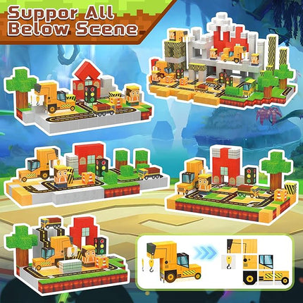 138PCS 0.8In/2CM Magnetic Blocks, Constructions -Themed Magnet Cubes Building Block Toy for Kids 3+, Christmas & Birthday Gifts