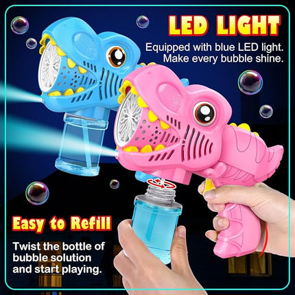 Toys for Boys Girls Ages 4-8 - 2 Pack Bubble Machine Gun Rechargeable Dinosaur Toy Gift for 4 5 6 7 8 Boy Girl Kids Toddlers Outdoor Toys 4-6 Easter Basket Stuffers Christmas Valentines Gift