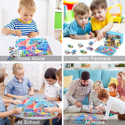 LELEMON Puzzles for Kids Ages 4-8, 60 Piece Puzzles for Kids Ages 3-5 in a Metal Box,Educational Puzzle Games Childrens Puzzles Jigsaw Puzzles Toys Gifts for Girls and Boys