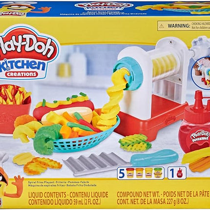 Play-Doh Kitchen Creations Spiral Fries Playset with 5 Cans of Modeling Compound Colors, Back to School Classroom Supplies, Play Food & Cooking Toys for Kids, Preschool Toys, Ages 3+