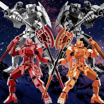 WEAREWE 2 Set DIY 3D Printed Action Figures Set 13 Luck 13 Action Figure Multi-Jointed Movable Mech Doll Robot(Black-White)