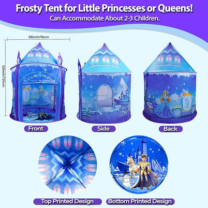 Princess Play Tent for Girls Ice Castle Imaginative Fairy Tale Pretend Game Playhouse Indoor Outdoor Pop Up Kids Tent Toy Gift for Children Toddlers Festival Birthday Party