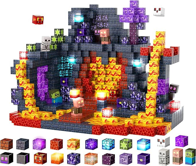 Magnetic Tiles Building Blocks for Kids Ages 3+, STEM Toys for Toddlers, 300PCS Magnetic Construction Set with Storage Bag, Educational Birthday Gifts for Boys & Girls (Mine)