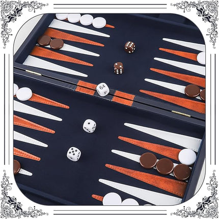 Froggod 15 inch Backgammon Sets for Adults - Classic Board Game for Adults - Portable Travel Backgammon Set for 2 Players - Perfect Adult Board Games for Gifts & Family Fun(Blue)
