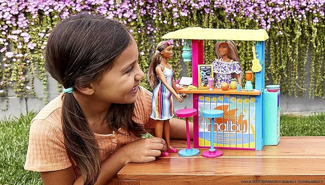 Barbie Loves The Ocean Playset, Beach Shack with 18+ Accessories Including Stools, Food & More, Made from Recycled Plastics
