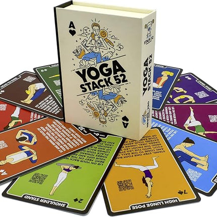 Stack 52 Yoga Exercise Cards: Designed by Certified Yoga Instructor. Video Instructions Included. Beginner to Advanced Poses and Asana Workout Games. Improve Fitness and Flexibility. (Base Deck)