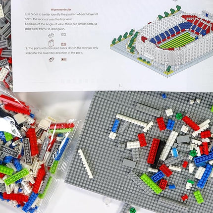 Barcelona Soccer Stadium Blocks Building Sets, Camp NOU Soccer Stadium Building Block Model, 3500+ Pieces Architecture Micro Brick Model,Perfect Soccer Gifts for Adults & Fans