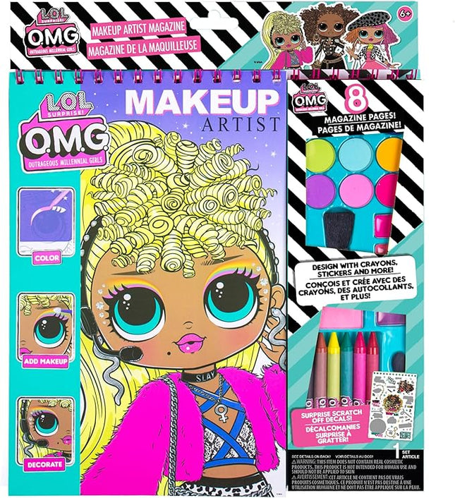 Horizon Group USA LOL OMG Make-Up Artist Magazine DIY Craft Kit, Design with Crayons, Stickers & More.Create Fashionable Looks Using Over 130 Stencil Designs & 200 Stickers