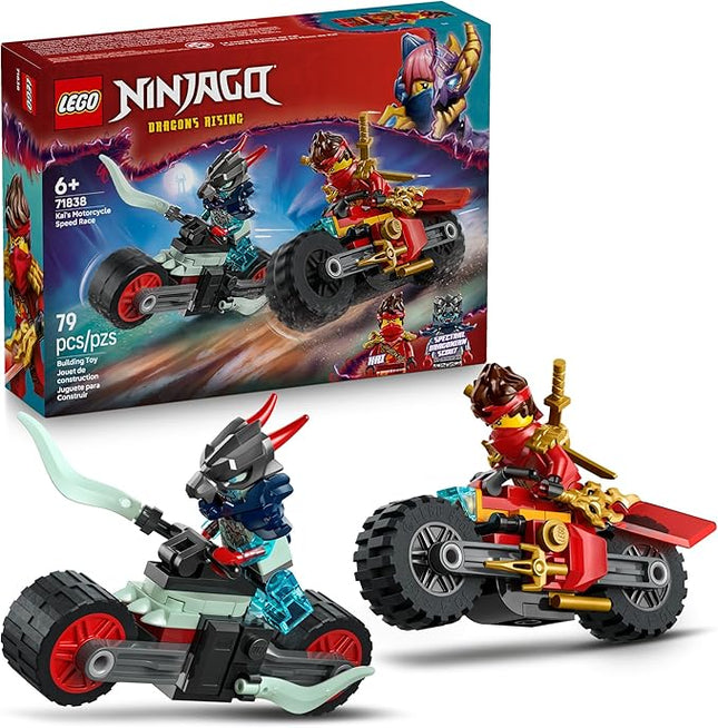 LEGO NINJAGO Kai's Motorcycle Speed Race Building Toy for Kids - Pretend Play Motorcycle Toy with 2 Minifigures - Building Blocks for Boys & Girls, Ages 6+ - Gift Idea for Birthdays - 71838