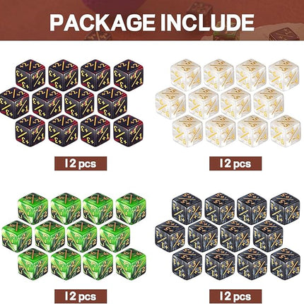Sumind 48 Pcs Counter Dice -1/+1 Counters Buff Tokens 6 Sided Dice Gifts Compatible with MTG CCG TCG Cards Gaming Accessory (Composite Style)