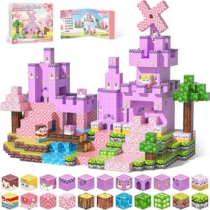 Magnetic Blocks, Magnetic Building Blocks 100pcs, STEM Sensory Toys with Princess Castle Build–Creative Magnet Tiles for Toddlers Ages 3+, Boys & Girls–Christmas Birthday Party Kids Gifts