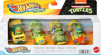 Hot Wheels RacerVerse, Set of 4 Die-Cars 1:64 Scale Toy Cars Optimized for Driving on Tracks with Pop Culture Characters as Drivers