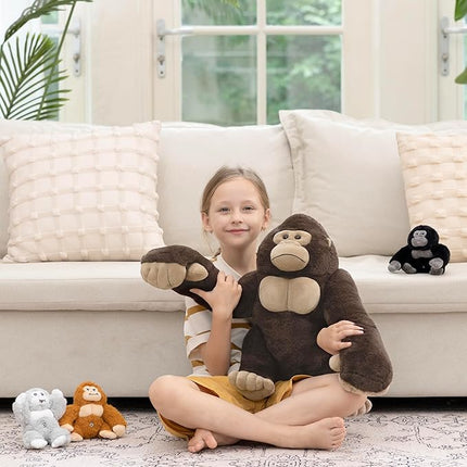 MaoGoLan 4Pcs Giant Gorilla Stuffed Animals -19.6" Large Brown Gorilla Plush with 3 Babies Stuffed Gorilla Inside, Soft and Cuddly Companion Plush Toy Gifts for Kids,Children,Boys,Girls
