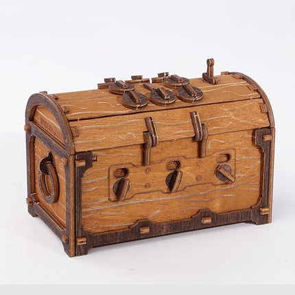 WOODEN.CITY Puzzle Box Treasure Chest - Assemble and Solve Riddles for a Unique Escape Room Experience - Wooden Clue Box Perfect Unique Gift Box - Made in EU