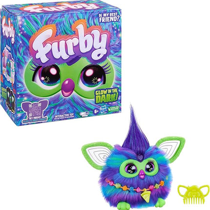 Furby Galaxy Edition, Glow in The Dark, 15 Fashion Accessories, Interactive Plush Toys for 6 Year Old Girls & Boys & Up, Voice Activated Animatronic (Amazon Exclusive)