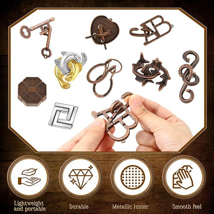 Yilloog 24 Pcs Metal Brain Teaser Puzzles Assortment for Adults Difficult Magic Puzzles Highly Hard Brain Games Iq Logic Test Disentanglement Game for Classroom Mind Challenge(Novelty)