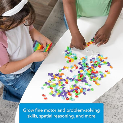 PLUS PLUS 240 Piece Interlocking Building Blocks for Kids, Open Ended Connecting Toys, STEM Bin Mini Manipulatives - Rainbow Mix Play Tube & Baseplate