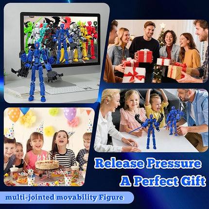 8Inch T13 Action Figure Assembly Completed, T13 Multi-Jointed Movable Robot Action Figure Set,Collectors Desktop Decorations for Game Lovers Toys (Blue)