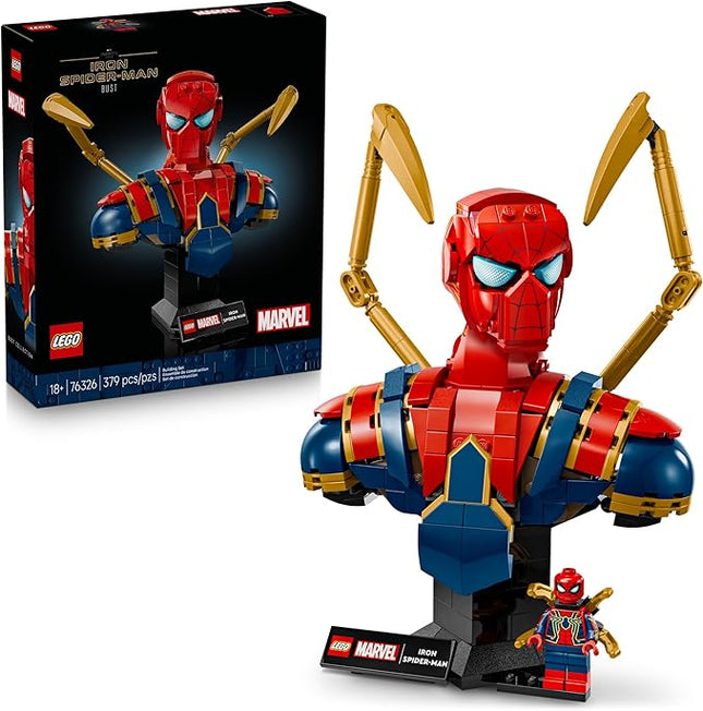 LEGO Marvel Iron Spider-Man Bust Collectible - Building Kit for Adults, Ages 18+ - Includes Iron Spider-Man Minifigure - Collectible Model for Super Hero Fans - Gift for Men and Women - 76326