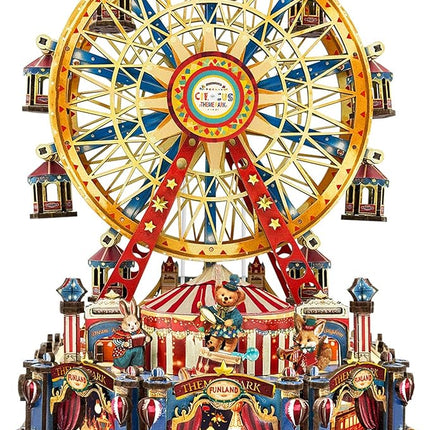 DIY Miniature House Kit, Book Nook Mini House Bookshelf Decor 3D Wooden Puzzle for Adults, Birthday Gift for Family, Friends - Century Ferris Wheel