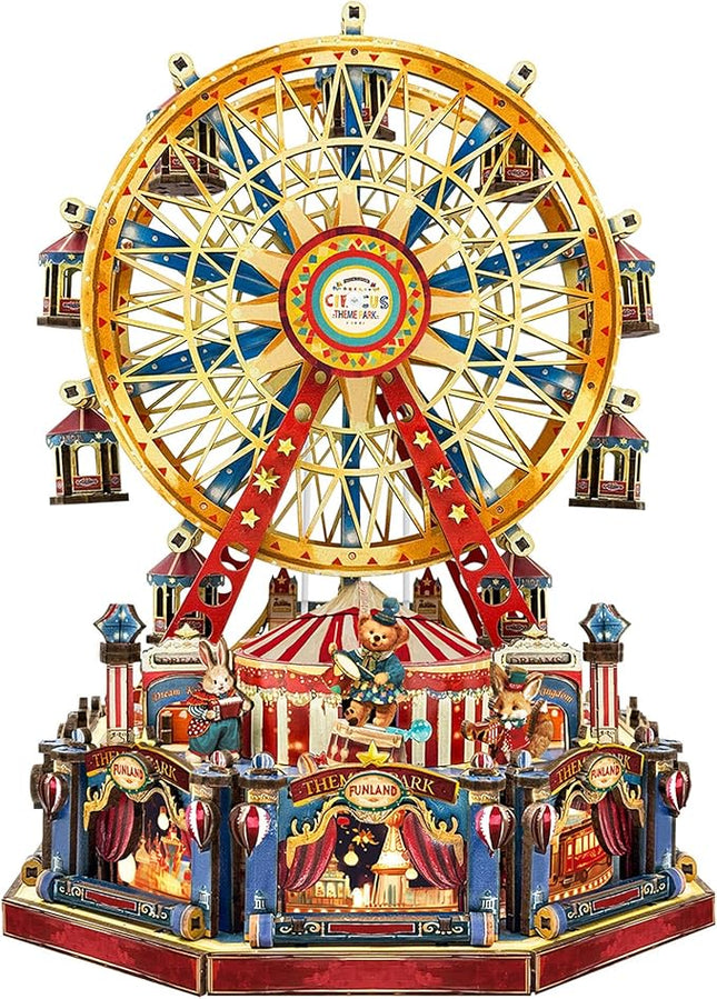 DIY Miniature House Kit, Book Nook Mini House Bookshelf Decor 3D Wooden Puzzle for Adults, Birthday Gift for Family, Friends - Century Ferris Wheel