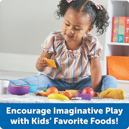 Learning Resources New Sprouts Munch It! Food Set - Food Kitchen Accessories, Pretend Toys, Toddler Picnic Table Games,Kitchen Set, Grocery Fine Motor Skills, Montessori Cooking
