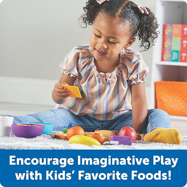 Learning Resources New Sprouts Munch It! Food Set - Food Kitchen Accessories, Pretend Toys, Toddler Picnic Table Games,Kitchen Set, Grocery Fine Motor Skills, Montessori Cooking