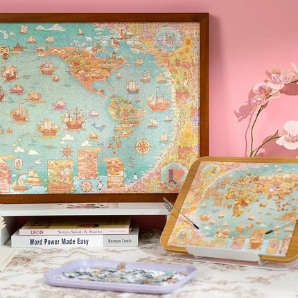 MOMIBOOK Puzzles for Adults 1300 Pieces Jigsaw Puzzles of Flower Great Universal Guide, Painting Image World Map Challenging Hard Impossible Puzzle Unique Funny Party Christmas Birthday Gifts