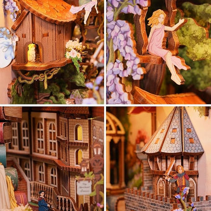 Tonecheer x British Library DIY Book Nook Kit, Shakespeare 3D Wooden Puzzle for Adults, Miniature House Kit Booknook Bookshelf Insert Decor with LED Lights Craft Gifts (Shakespeare's Verse)