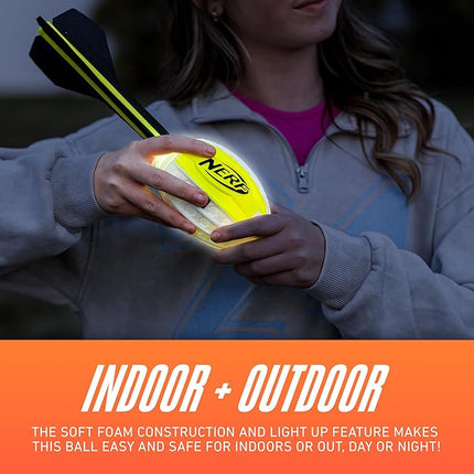 Nerf Lightstrike Vortex Foam Football - Color Changing LED Soft Vortex Football for Long-Distance Throws - Impact Activated - Batteries Included