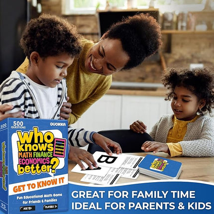 Board Games for Kids 8-12 and Family - STEM Card Game for Kids Age 12+ - Who Knows Math Finance Economics Better? - Educational Quiz with 500+ Questions - Great for Learning and Game Night