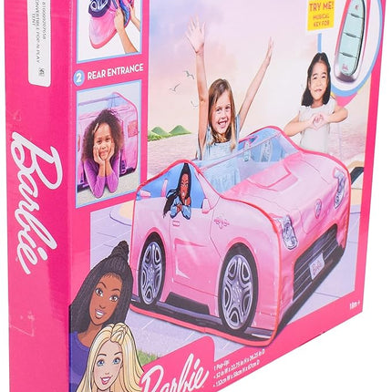 Barbie Convertible Pop Up Tent - Pink Princess Playhouse Car Toy with Sounds & Key Fob, Indoor and Outdoor Play