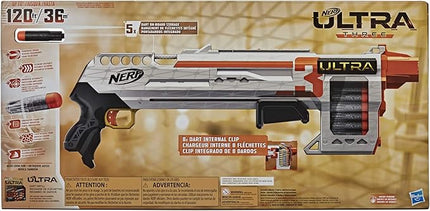 Nerf Ultra Three Blaster, Pump-Action, 8-Dart Internal Clip, 8 Ultra Darts, Compatible Only Ultra Darts