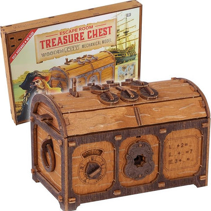 WOODEN.CITY Puzzle Box Treasure Chest - Assemble and Solve Riddles for a Unique Escape Room Experience - Wooden Clue Box Perfect Unique Gift Box - Made in EU