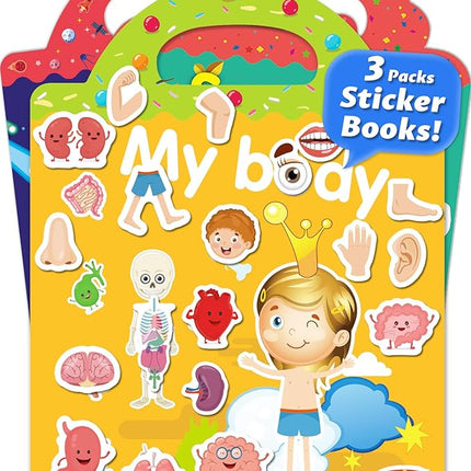 Reusable Sticker Book for Toddlers 2-4 Years, Stickers for Kids, Toddler Sticker Book Ages 1-3, Toddler Craft Activities, Toddlers Travel Toys Ages 2+ Boy Girl Birthday Gifts