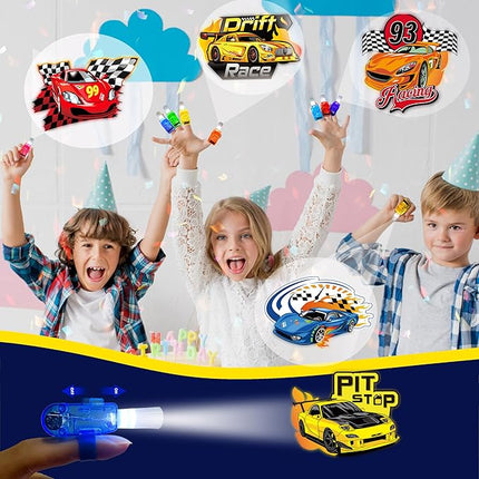 24PCS Race Car Party Favors-LED Finger Lights：Glow-in-the-Dark Light-Up Hot Wheels Toys Bulk for Kids Boys Girls,Cars Theme Birthday Party Decorations Supplies, Party Goodie Bags, Classroom Prizes