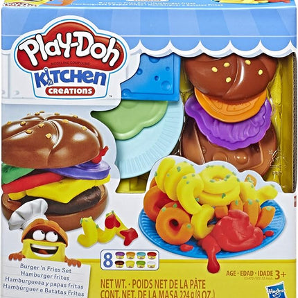 Play-Doh Kitchen Creations Burger and Fries Set with 8 Non-Toxic Colors