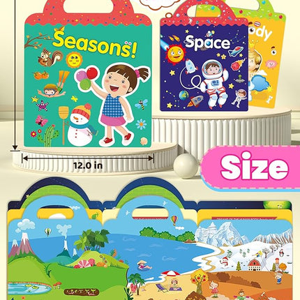 Reusable Sticker Book for Toddlers 2-4 Years, Stickers for Kids, Toddler Sticker Book Ages 1-3, Toddler Craft Activities, Toddlers Travel Toys Ages 2+ Boy Girl Birthday Gifts