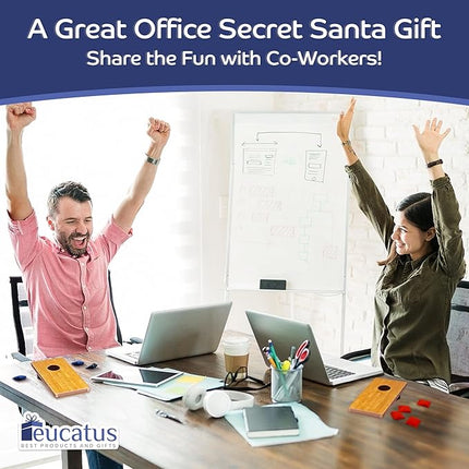 Super Fun, Portable Mini Desktop Cornhole Set of 2. Coated Wood Boards with 4 Red 4 Blue Bags. Gift for Students, Office Employees or Work from Home. Simple Easy Tabletop Game for Groups or Solo!