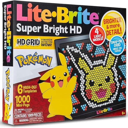 Lite Brite Super Bright HD, Pokemon Edition - Creative Retro Light-Up Screen – Educational Play for Children, Enhances Creativity, Gift for Boys and Girls Ages 6+