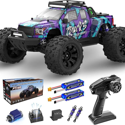 1/14 Brushless RC Trucks for Adults,Fast 50mph 4WD Waterproof All Terrain Truck and 20W Fast Charging System with 2.4Ghz Remote Control,RTR Monster 4X4 Electric RC Cars