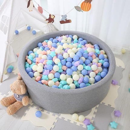 STARBOLO Star Ball Pit Balls for Ball Pit - 100pcs Crush Proof Plastic Children's Toy Balls Macaron Ocean Balls for Birthday Parties Games Pool