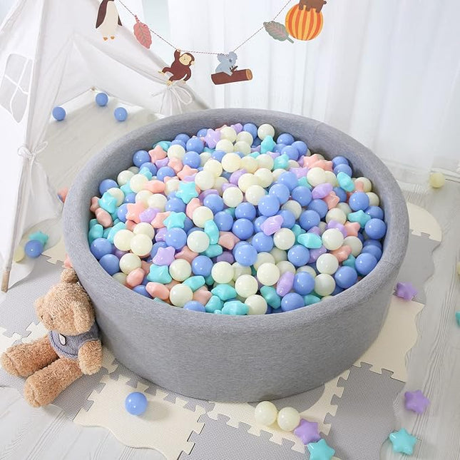 STARBOLO Star Ball Pit Balls for Ball Pit - 100pcs Crush Proof Plastic Children's Toy Balls Macaron Ocean Balls for Birthday Parties Games Pool