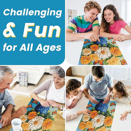 Puzzles for Adults 1000 Pieces,1000 Piece Puzzle Vase with Beautiful Flowers Jigsaw Puzzles 1000 Pieces Adult Puzzles Games Unique Cool Puzzle Challenging Family Game Great Gift Idea 28x20 in