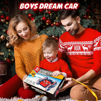 4WD Waterproof RC Car, 2.4 GHz Amphibious Remote Control Monster Truck Remote Control Boat for Kids, 360°Rotation Stunt Cars with LED Lights, All Terrain Water Beach Pool Toy for Boys Girls Gifts