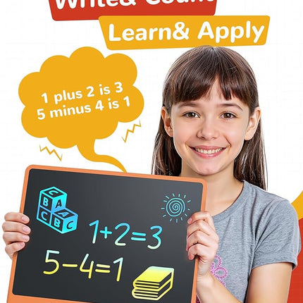 KOKODI LCD Writing Tablet, 16 Inch Colorful Toddler Doodle Board Drawing Tablet, Erasable Reusable Electronic Drawing Pads, Educational and Learning Toy for 3-6 Years Old Boy and Girls(Orange)